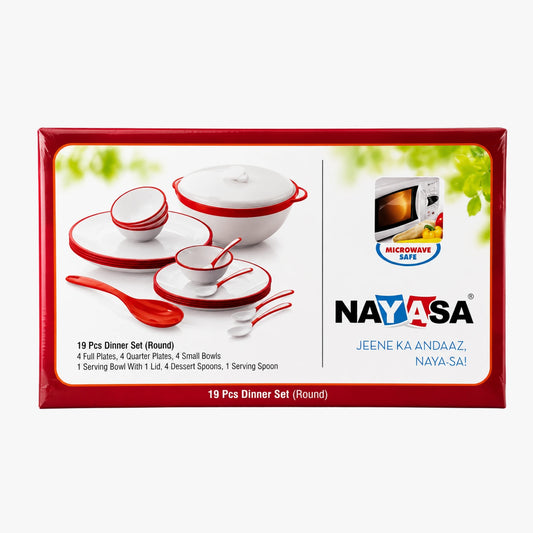19pcs Round Dinner Set Micro Dishwasher Freezer Safe - Nayasa