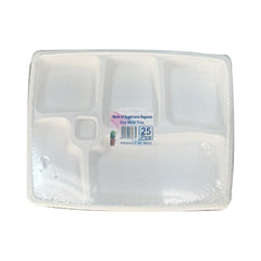 6 Compartment Disposable Plates (25pcs) Made of Sugarcane Bagasse
