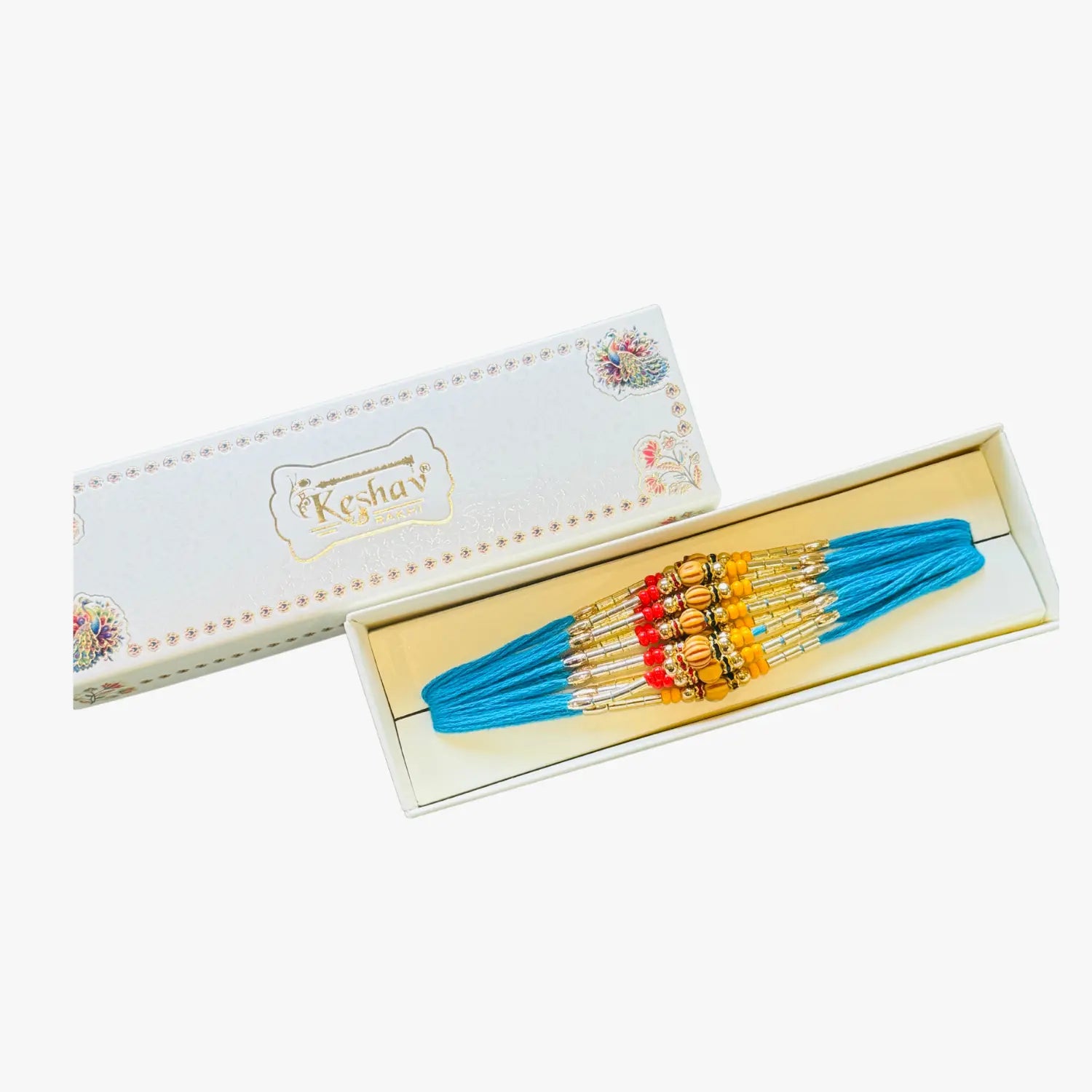 Brown Centre Stone Rakhi Blue