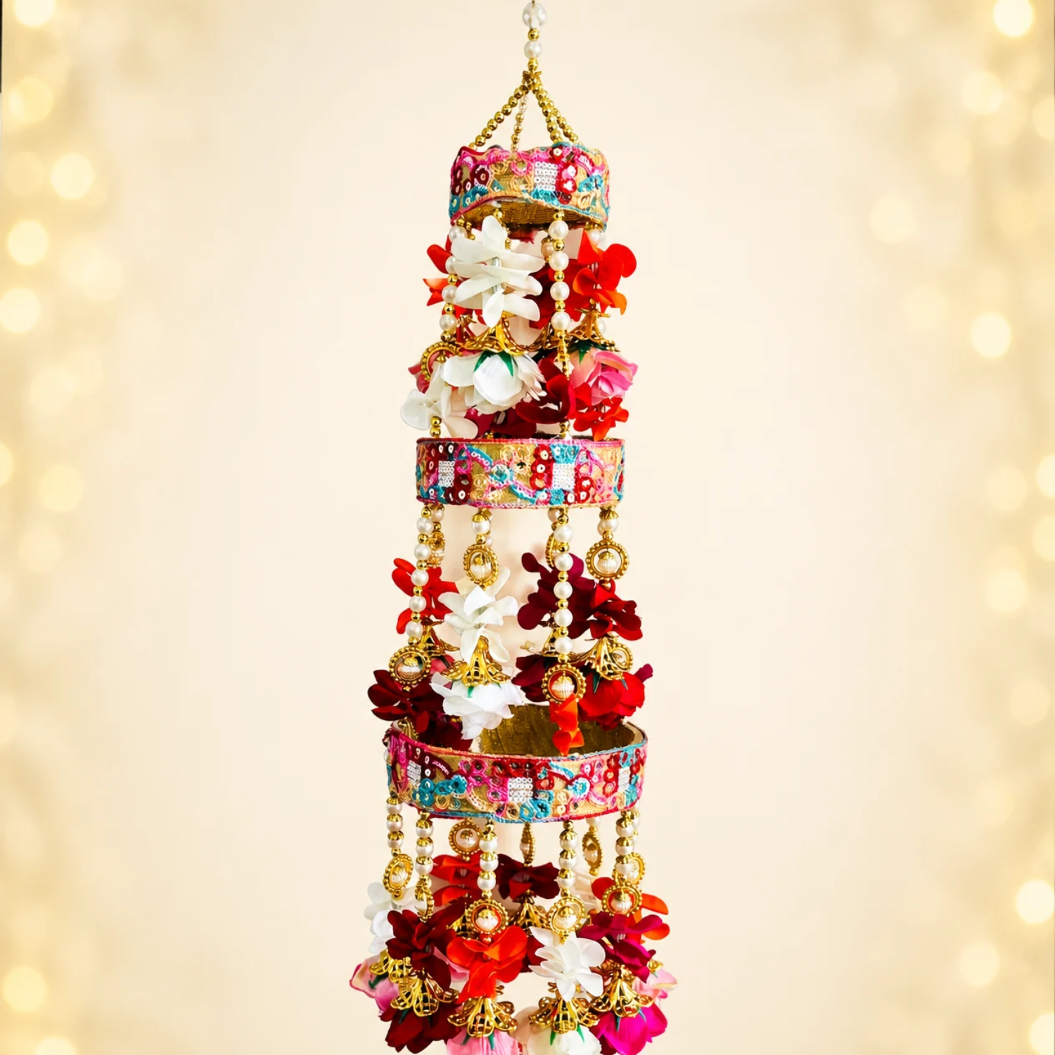 Decorative Festive Multicolour Floral Jhoomar