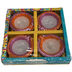 Diwali Fancy Diya with Wax 4Pc(color and design may vary)