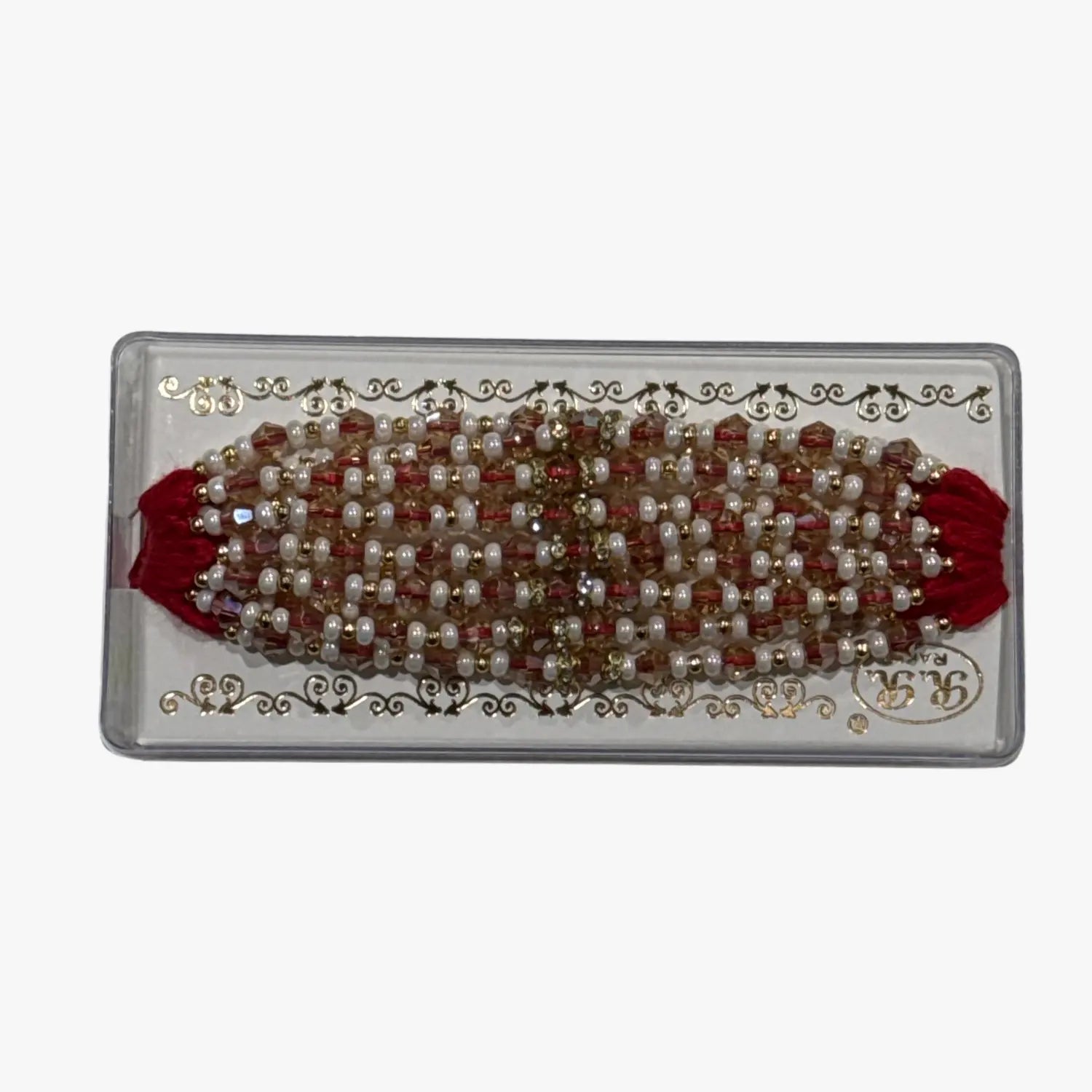 Designer Pearl Bracelet Red Rakhi