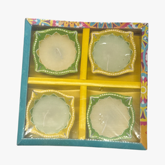 Diwali Fancy Diya with Wax 4Pc(color and design may vary)