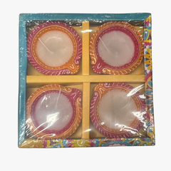 Diwali Fancy Diya with Wax 4Pc(color and design may vary)