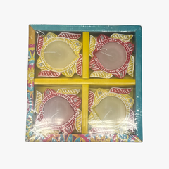 Diwali Fancy Diya with Wax 4Pc(color and design may vary)