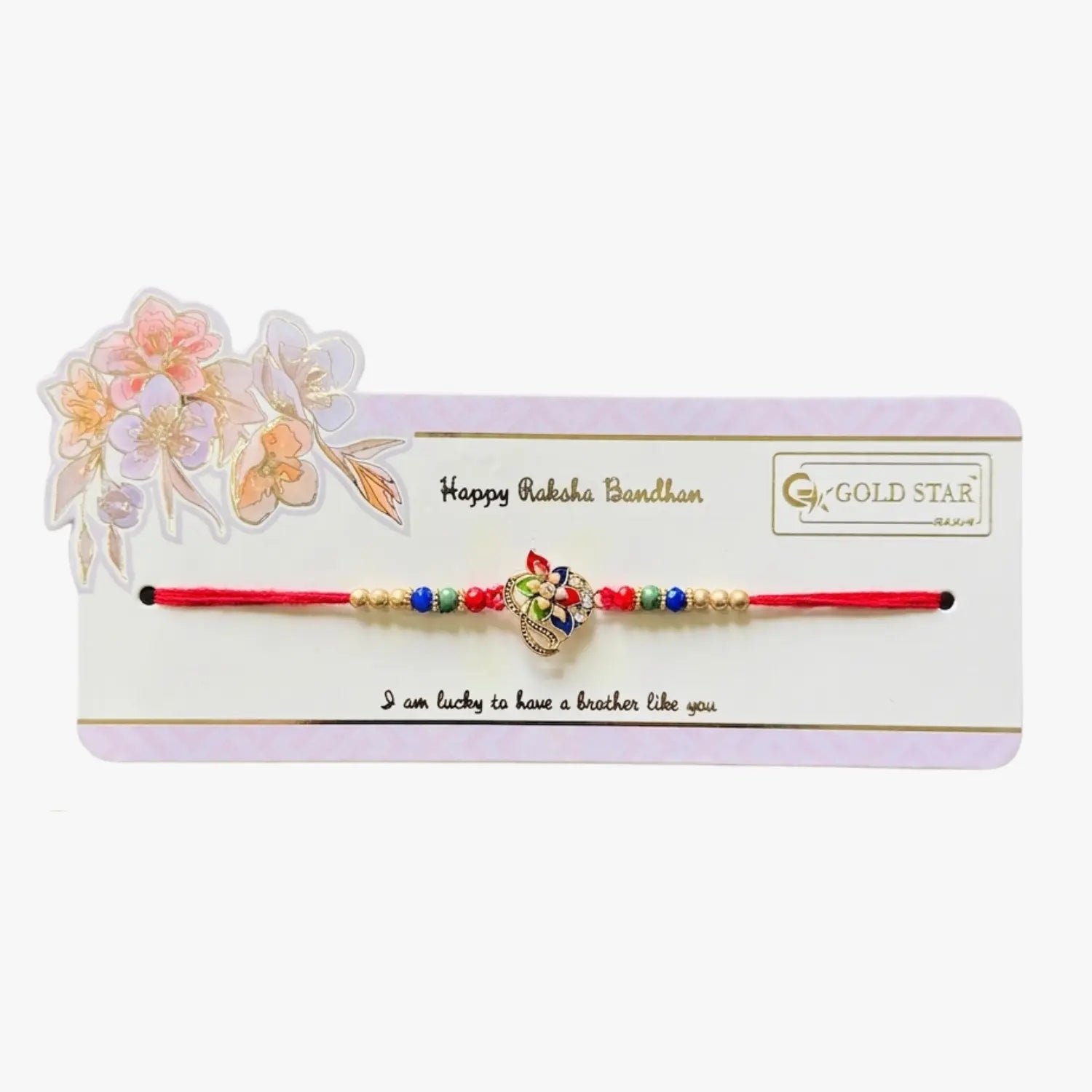 Flower Beaded Colourful Rakhi