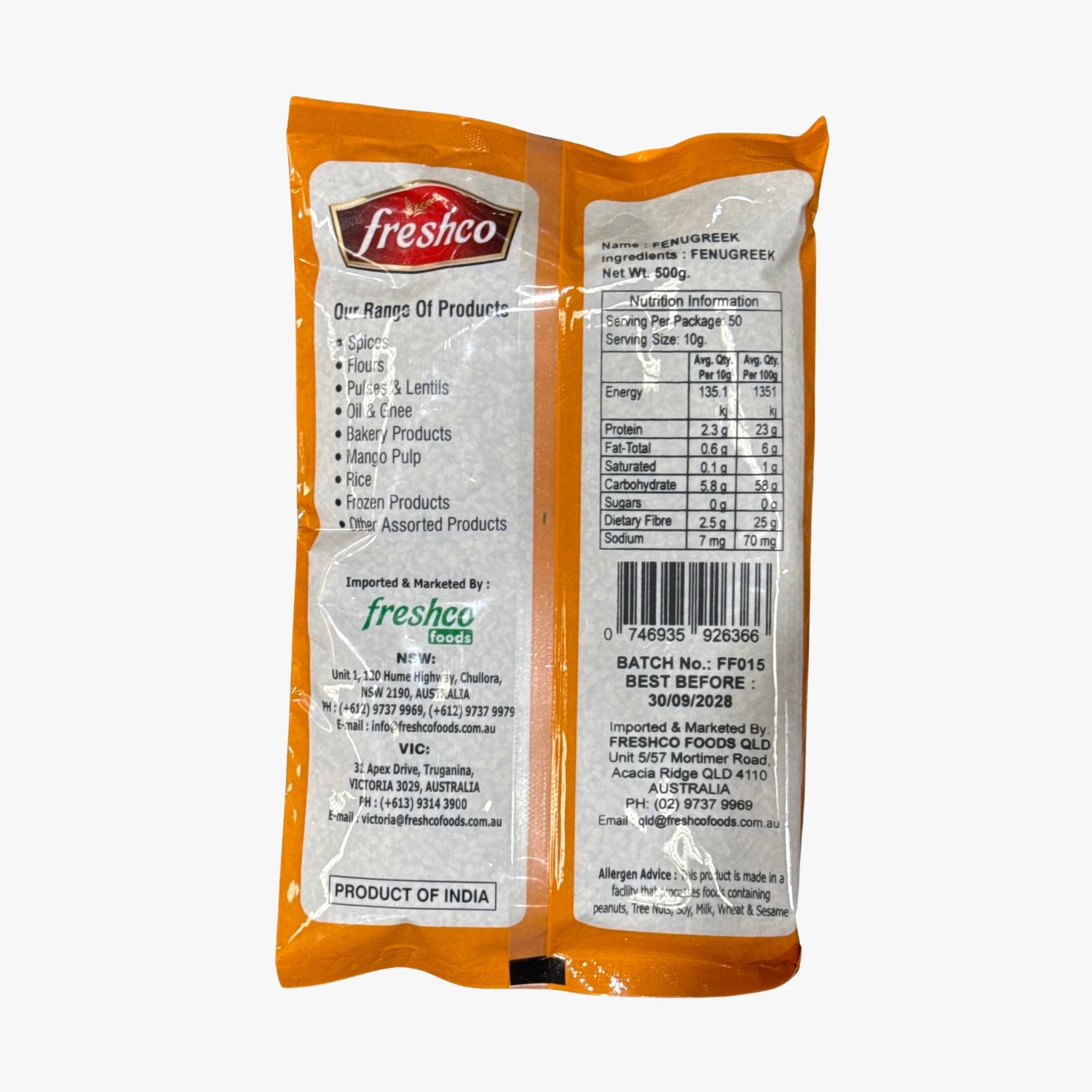 Freshco Fenugreek Seeds 500g