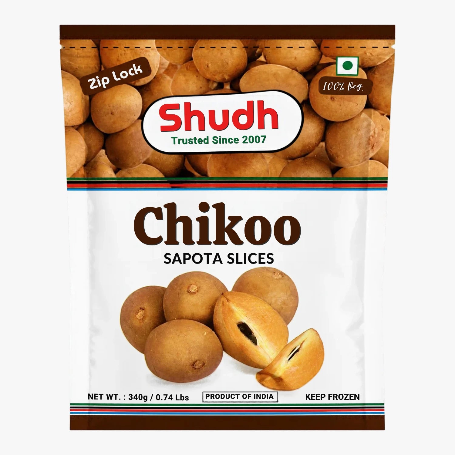 Frozen Chikoo Slices 340g - Shudh