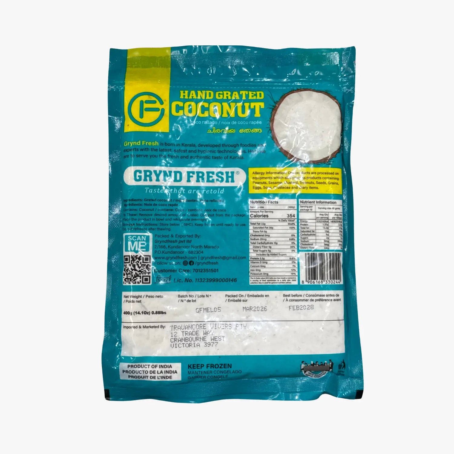 Grynd Fresh Hand Grated Coconut 400g