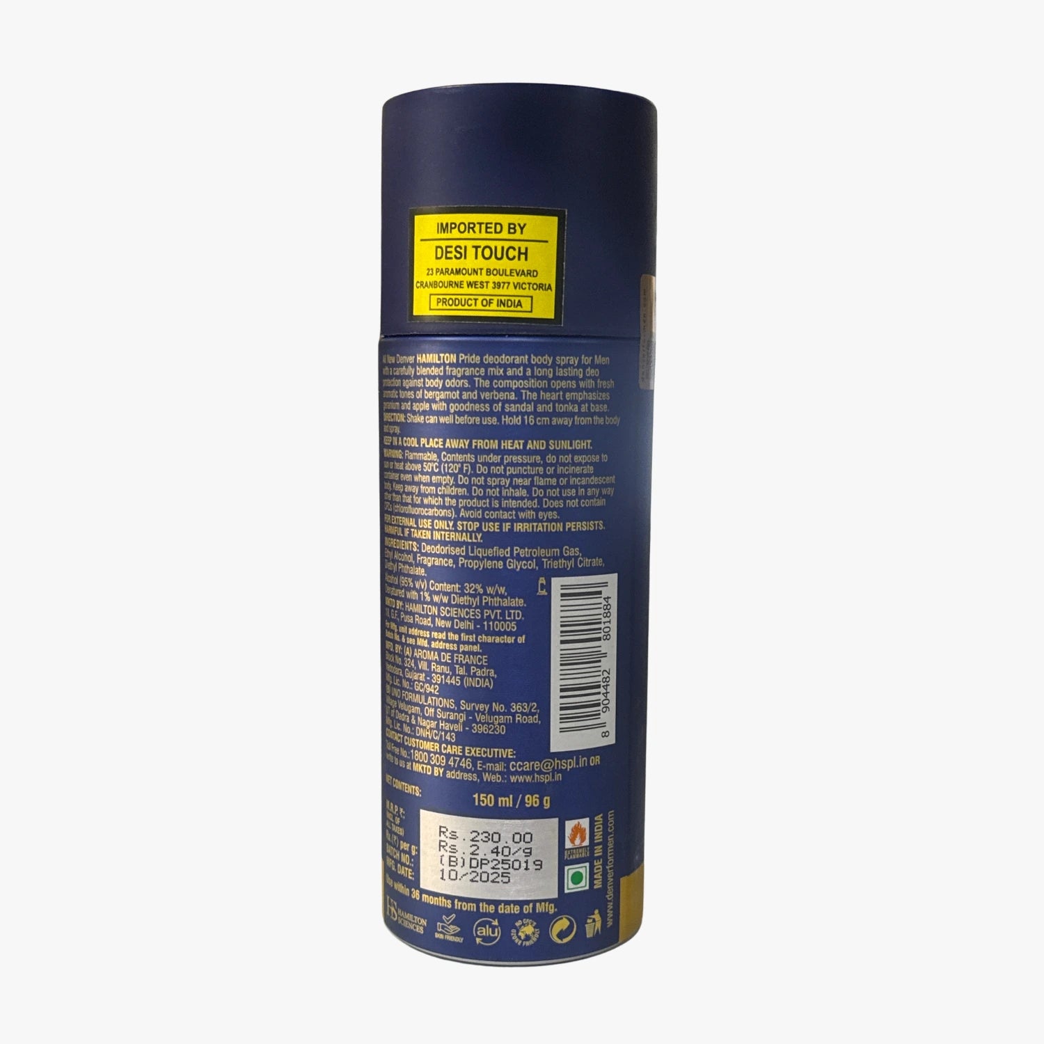 Hamilton Pride Body Spray 165ml Denver