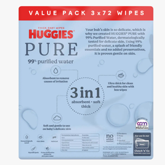 Pure 99% Purified Water Baby Wipes 216 Wipes - Huggies