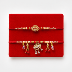 Bhaiya Bhabhi Crystal Rakhi Set