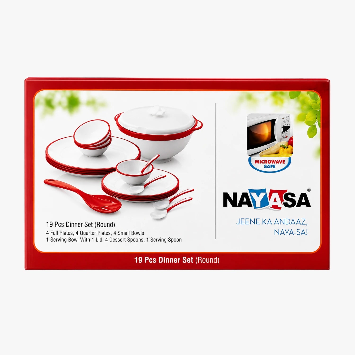 Nayasa 19pcs Round Dinner Set Micro Dishwasher Freezer Safe