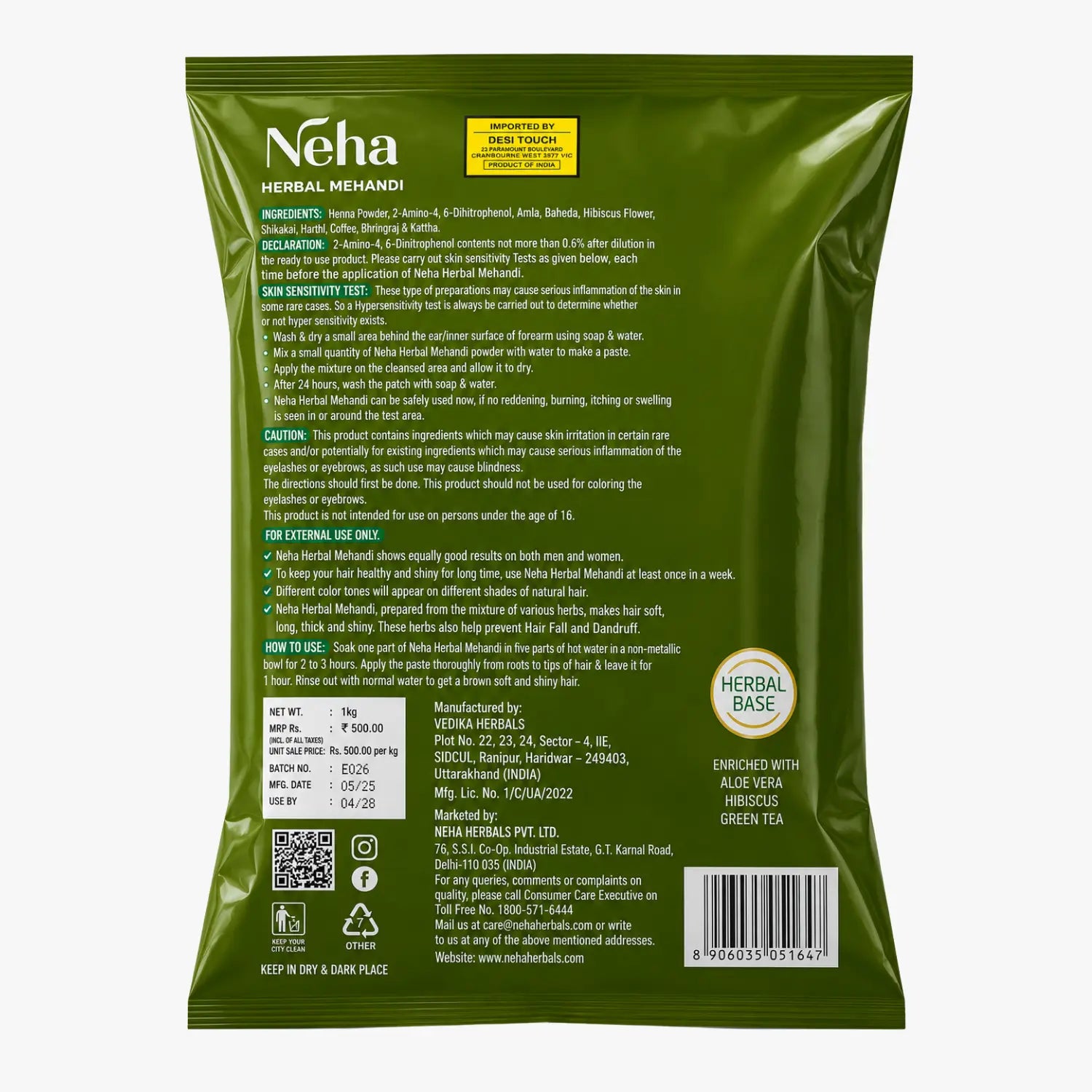 Neha Herbal Mehndi Hair Color 1kg