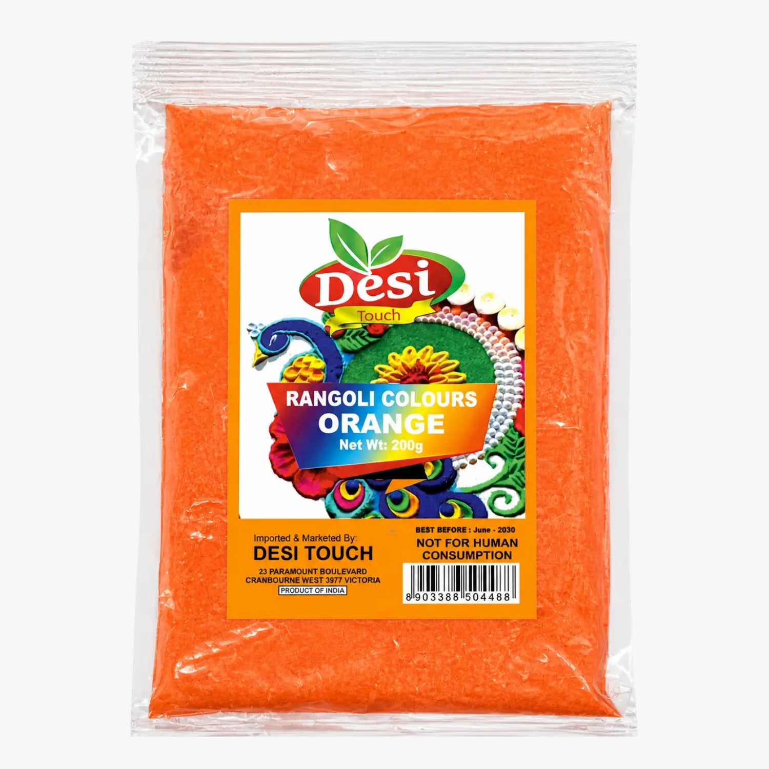 Orange Rangoli Color 200g - Desi Touch