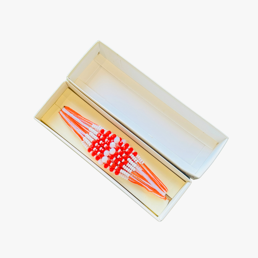 Orange and White Stone Rakhi