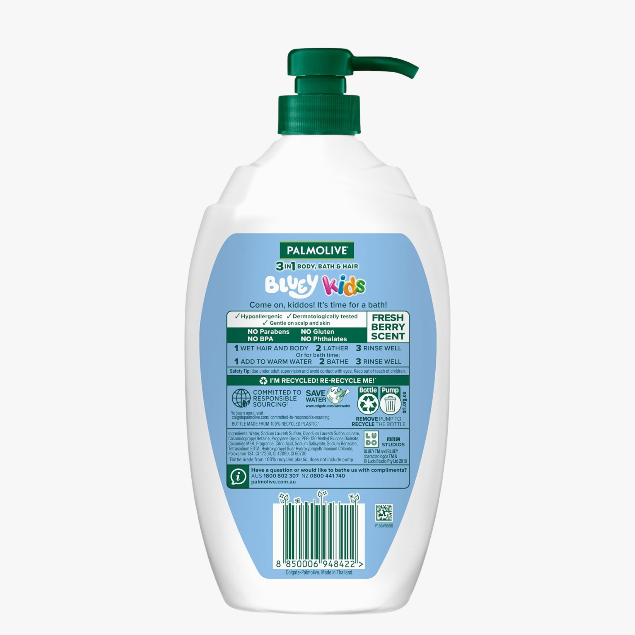 Palmolive Kid Bluey 3 In1 Bodywash Bath & Hair 1L