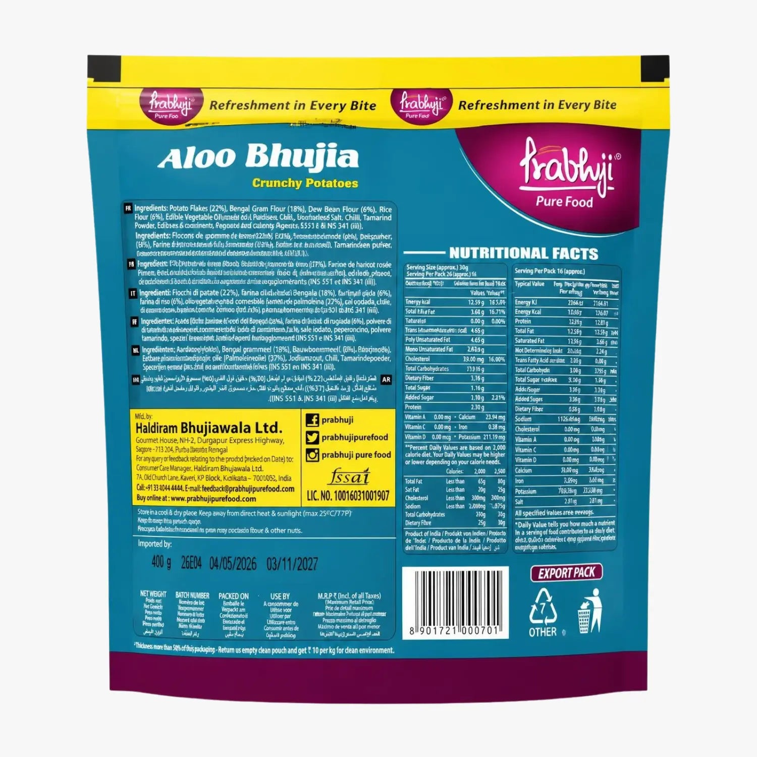 Prabhuji Aloo Bhujia (Crunchy Potatoes) 400g