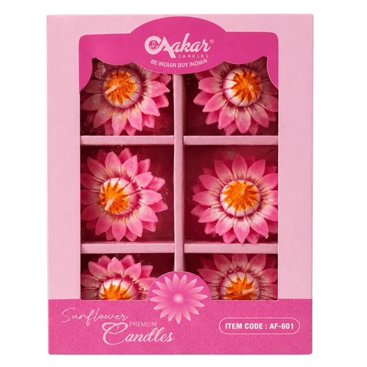 Premium Sunflower Shape Candles 6pcs - Aakar