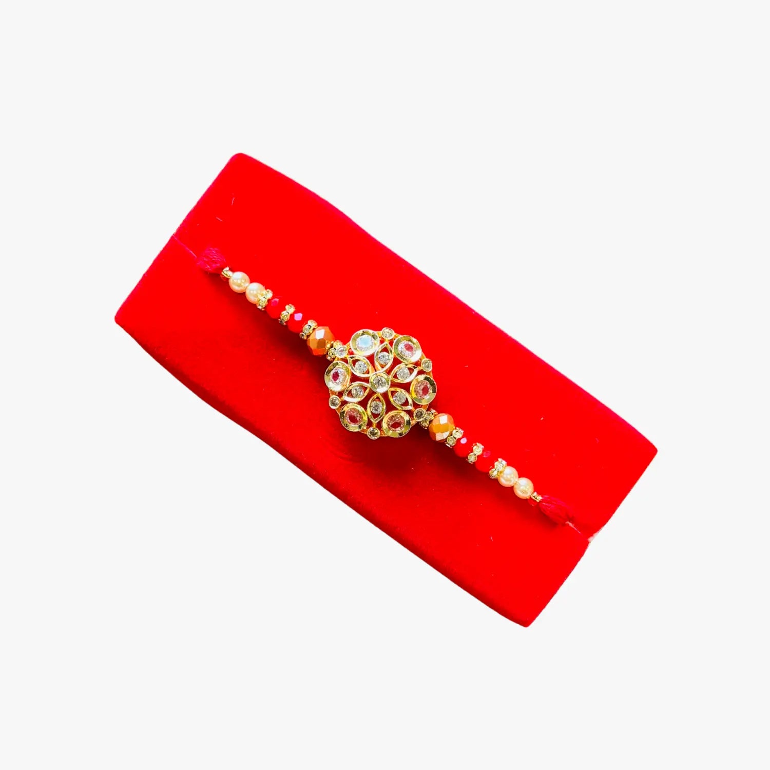 Premium White Stone Rakhi 1