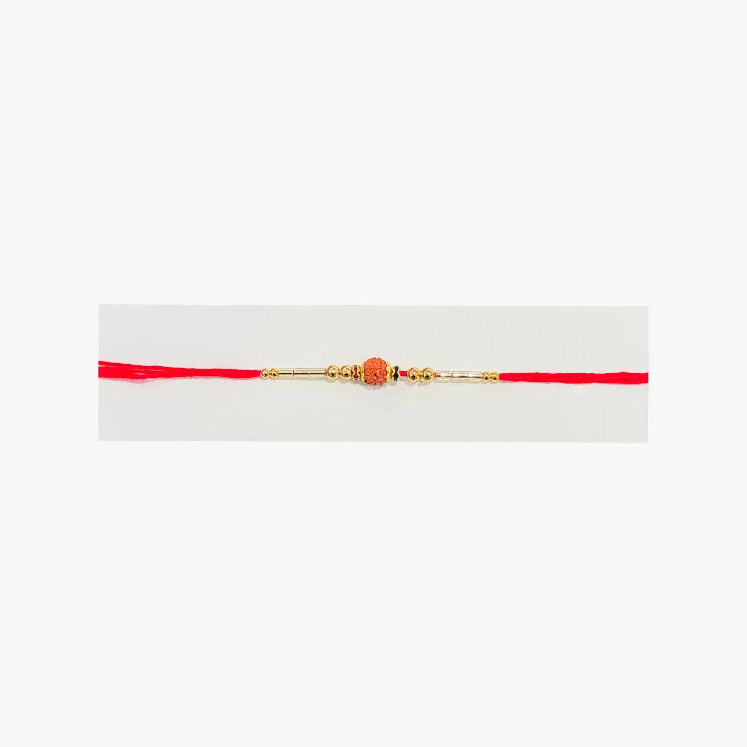Rudraksha Golden Stone Rakhi Red 1