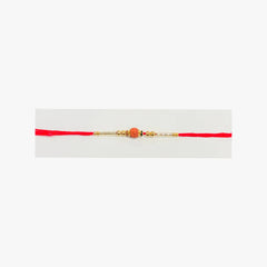 Rudraksha Golden Stone Rakhi Red 1