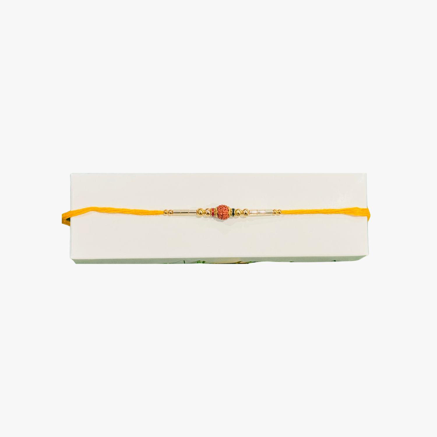 Rudraksha Golden Stone Rakhi Yellow 1