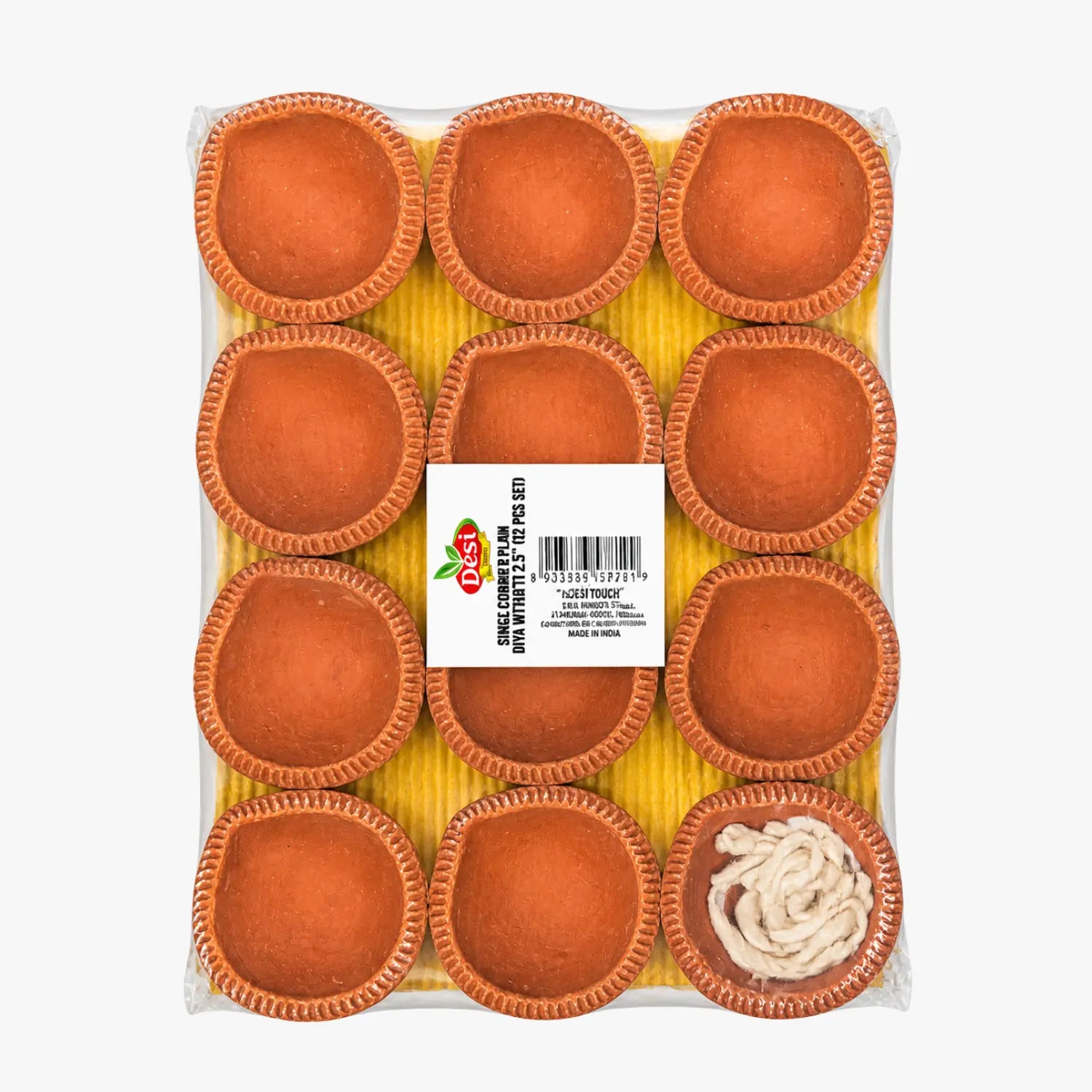 Single Corner Plain Diya 12pcs with Baati - Desi Touch