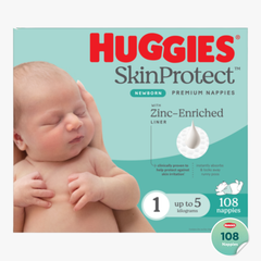 Skin Protect Newborn Nappies Size 1 108 Nappies - Huggies