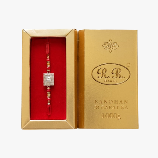 Square White Stone Rakhi
