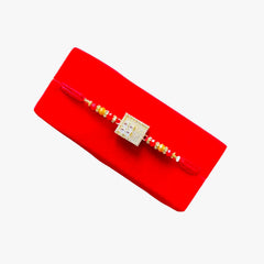 Square White Stone Rakhi 1
