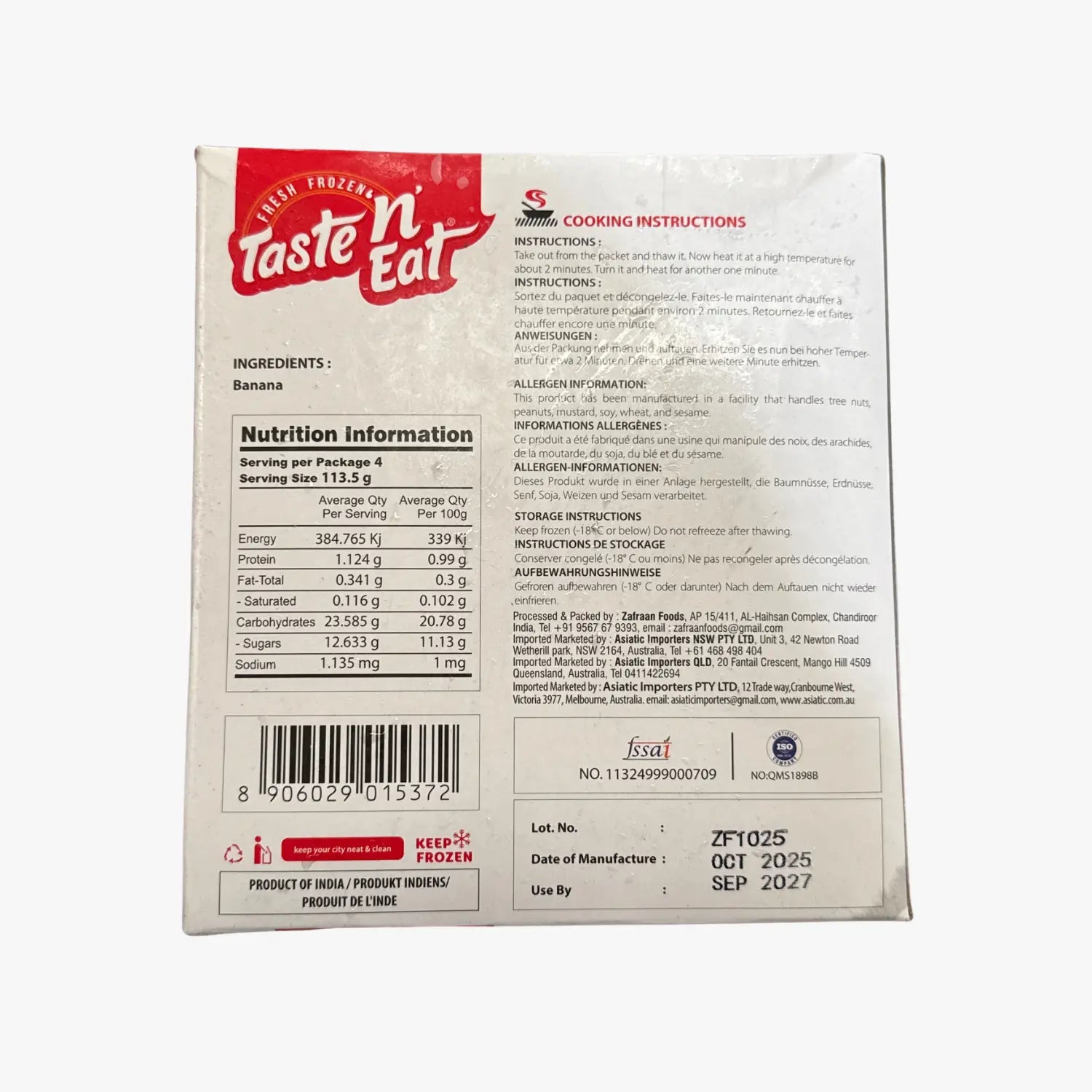 Taste & Eat Banana Boiled 454g