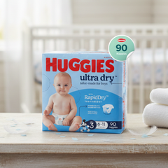 Ultra Dry Nappies Boys Size 3 (6-11Kg) 90 Nappies - Huggies