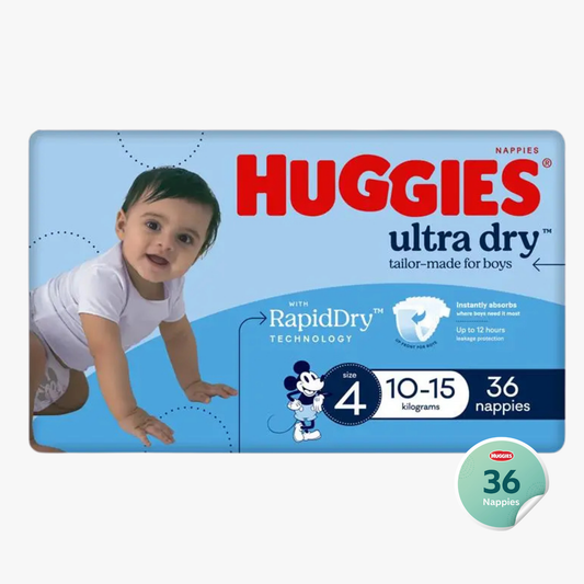 Ultra Dry Nappies Boys Size 4 (10-15Kg) 36 Nappies - Huggies