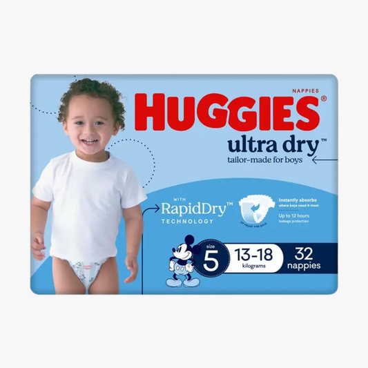Ultra Dry Nappies Boys Size 5 (13-18Kg) 32 Nappies - Huggies