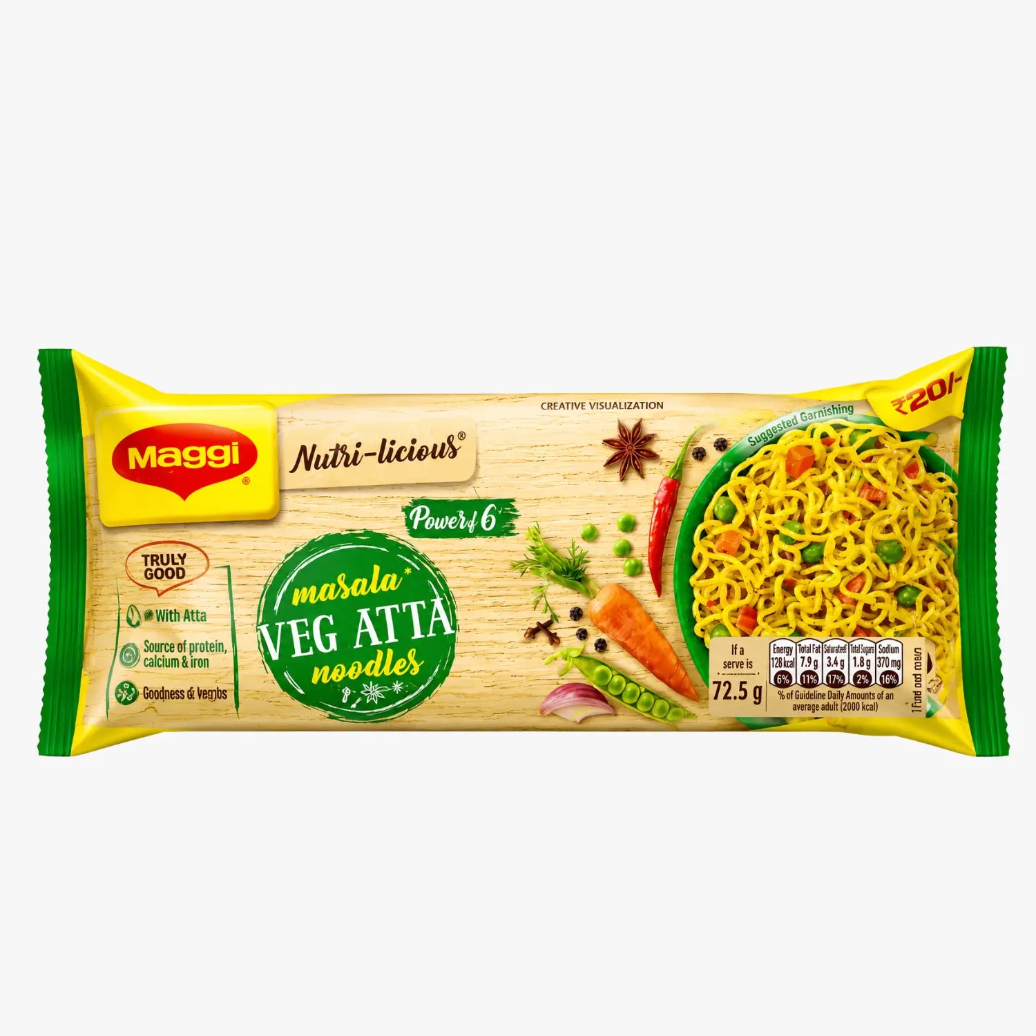 Veg Atta Noodles 6 Pack 435g - Maggi