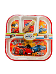 Kids 4 Portion Plate With Spoon & Fork - Nayasa