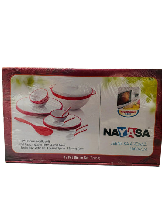 19pcs Round Dinner Set Micro Dishwasher Freezer Safe - Nayasa