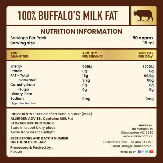 Australian Buffalo Desi Ghee 750ml - Kisaan