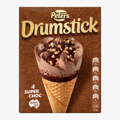 Drumstick Super Choc Cones 4 Pack 475ml - Peters