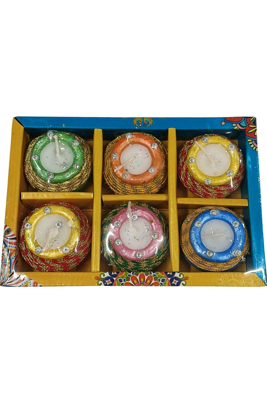 A closeup image of diwali fancy matki diya wax