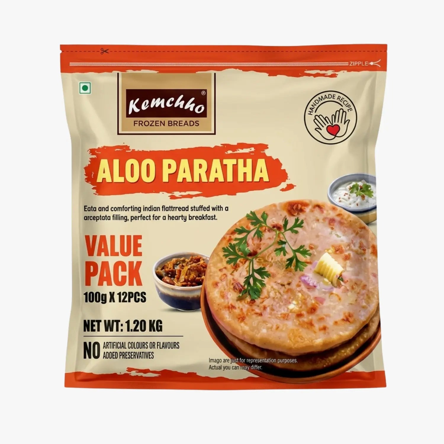 Aloo Paratha 12pcs (Frozen Breads) 1.20kg - Kemchho