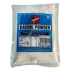 A pack of Maira's Kitchen Baking Powder, 200g, with product details and ingredients visible on the label.