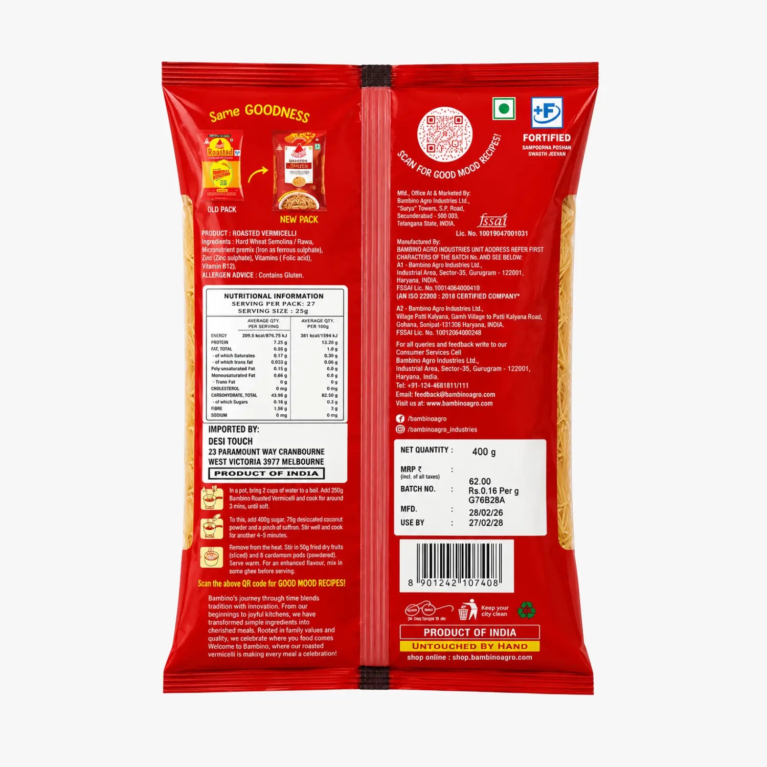 Bambino Roasted Vermicelli 400g