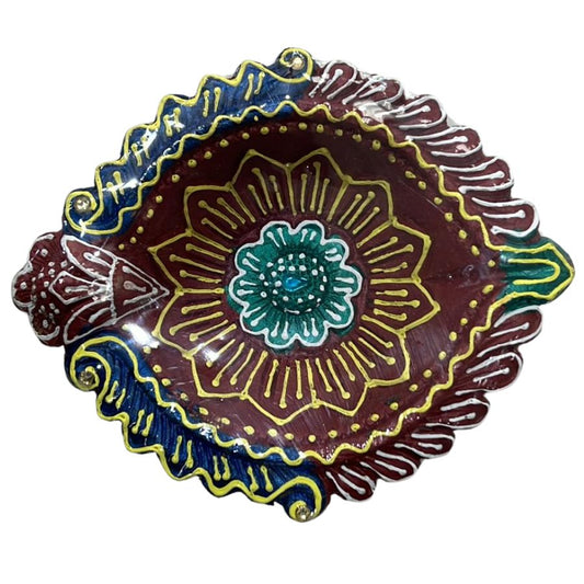 Big Decorated Diya (Design#8) Color May Vary