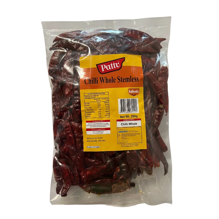 Chilli Whole Stemless 200g - Pattu