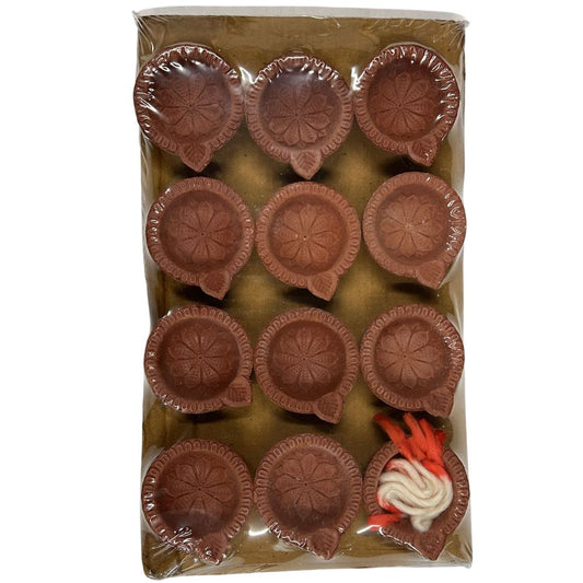 Clay Diya With Batti (12 pcs)