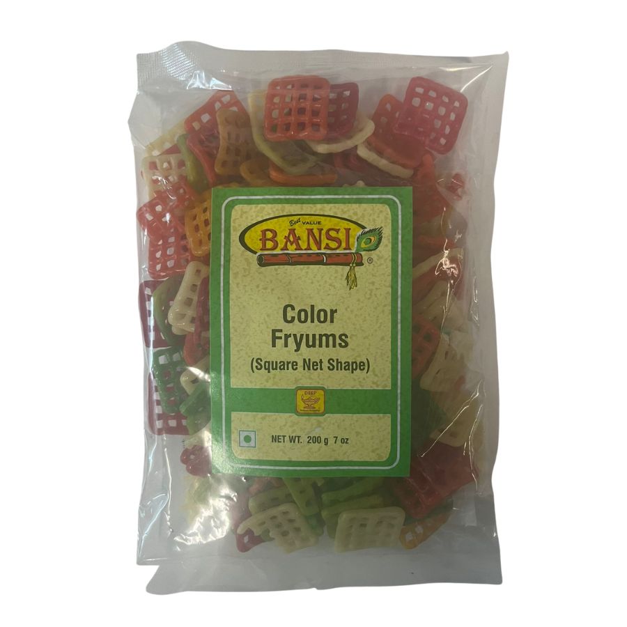 Coloured Square Fryums 200g - Bansi (Deep)