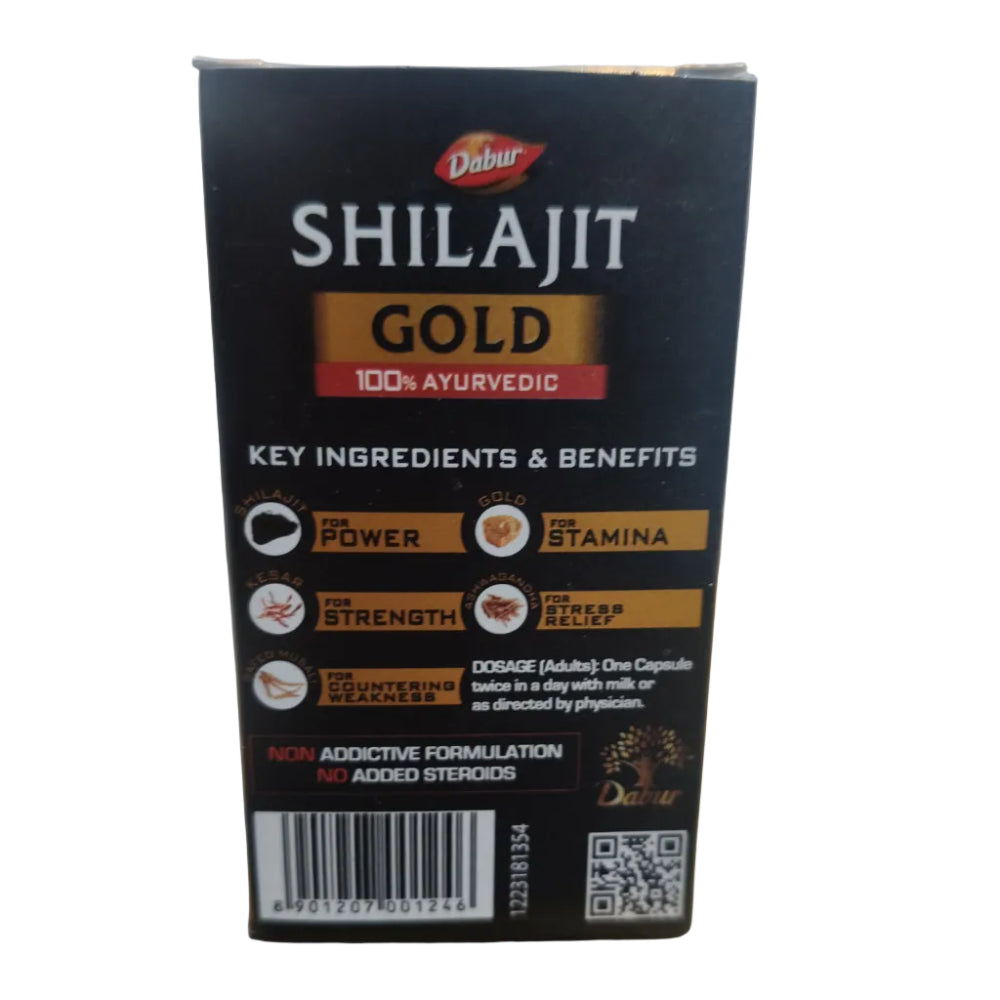DABUR SHILAJIT GOLD AYURVEDIC CAP 100% BACK