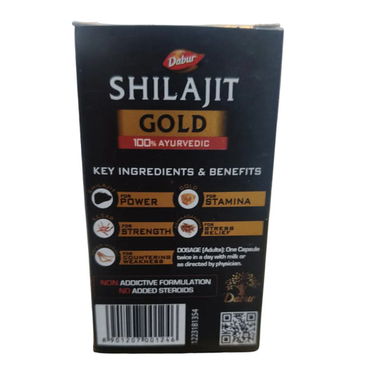 DABUR SHILAJIT GOLD AYURVEDIC CAP 100% BACK